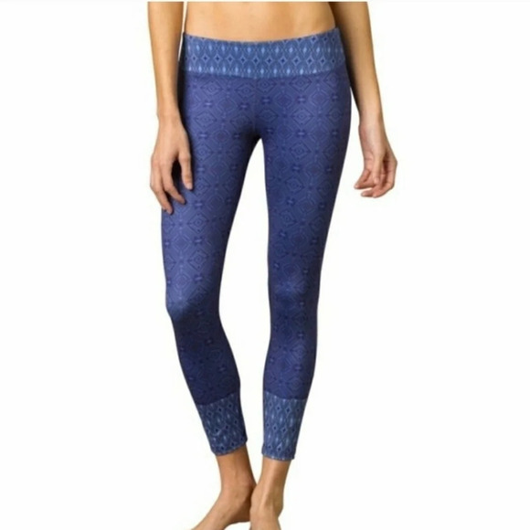 Prana Roxanne Printed Workout Leggings Small Blue Purple - Picture 2 of 7